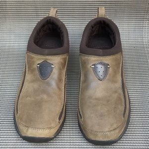 Lands' End Womens Brown Nubuck Leather Slip-On 9